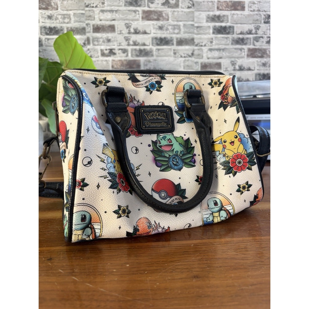 ⭐️Loungefly Pokemon Tattoo Satchel Barrel Bag Purse⭐️Starters Heart Logo⭐️